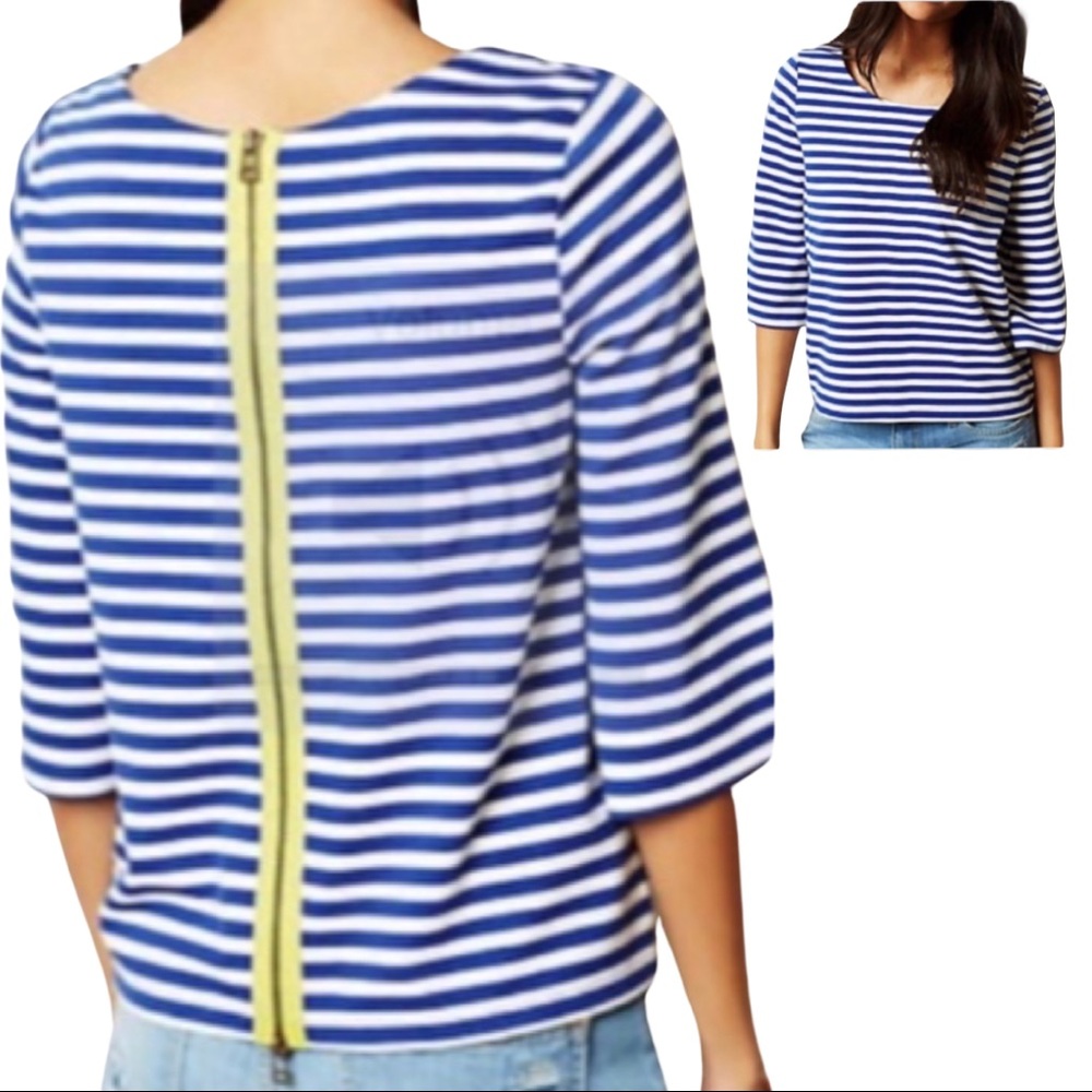Anthro Postmark Genoa Stripe Zipper Back Top XS - Picture 1 of 12